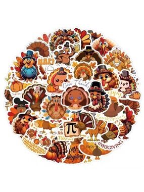 2/$10  30 Piece Thanksgiving Turkey Sticker Set
